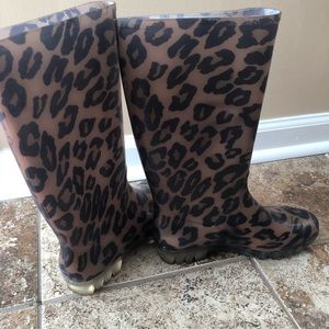 Women's Coach Rain Boots Leopard Print Size 7